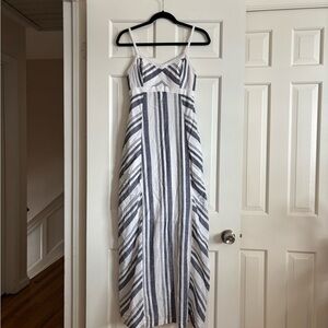 Athleta Linen Striped Maxi Dress